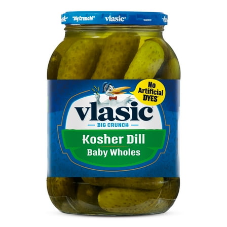 Vlasic Kosher Dill Baby Whole Pickles, Keto Friendly, 46 fl. oz.