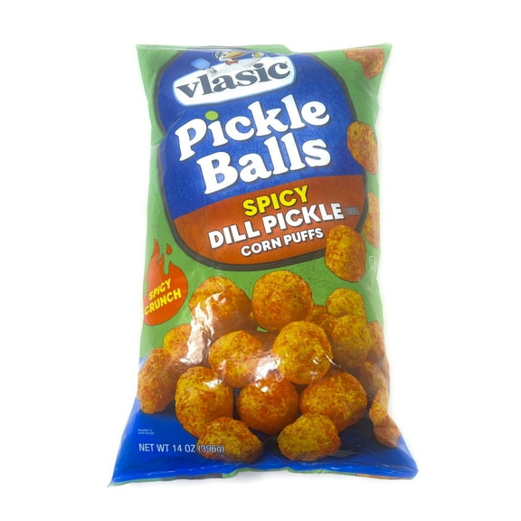 Vlasic Pickleball Balls Spicy Dill Pickle Corn Puffs, 14 Ounce