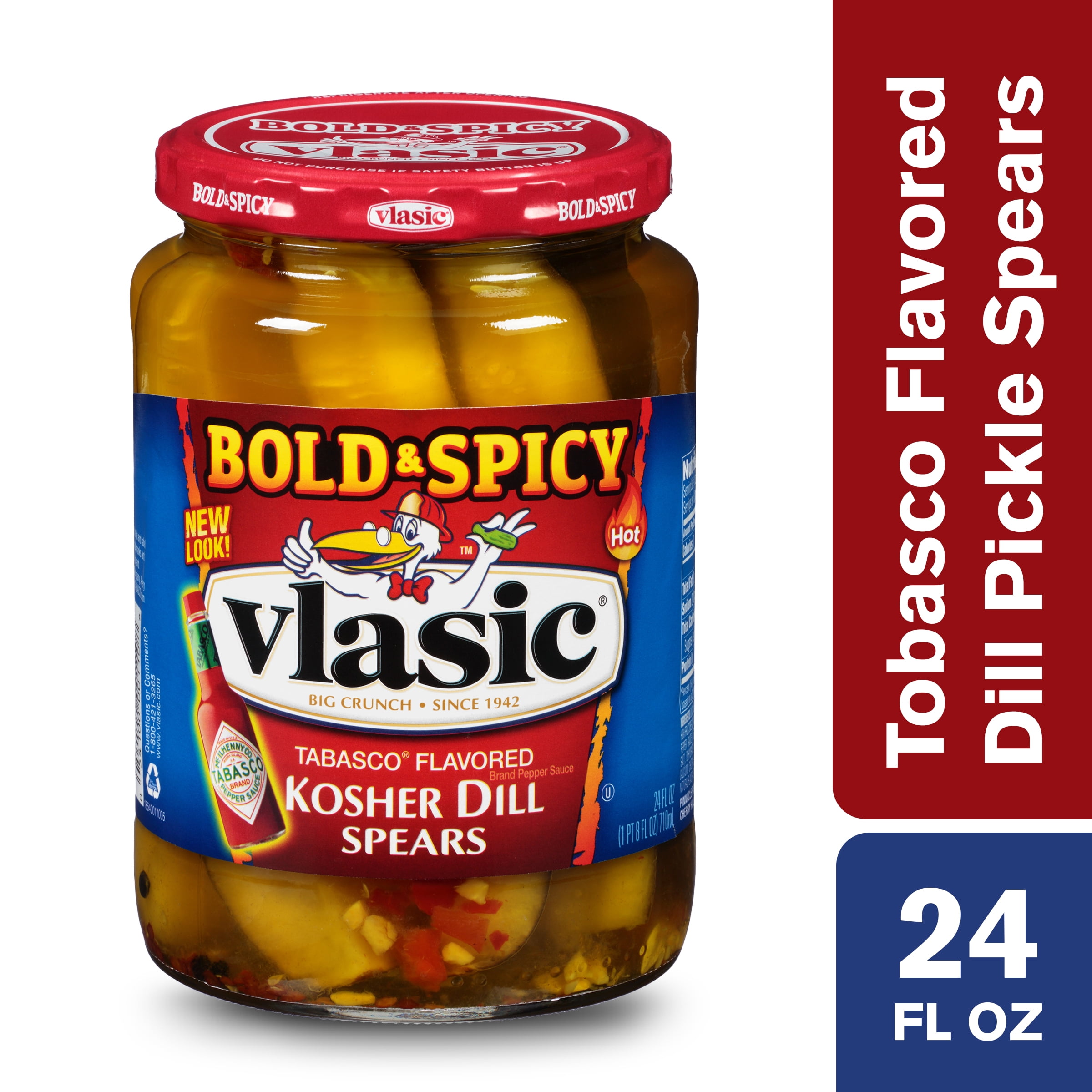 Vlasic Tabasco Flavored Dill Pickle Spears, 24 fl oz Jar