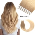 thumbnail image 1 of Vlasy Mini Tape in Hair Extensions Human 18inches Hair Straight 100% Human Hair Tape for Hair Extensions Gradient Ash and Blonde Extensions for Women 16PCS/Pack, 1 of 9