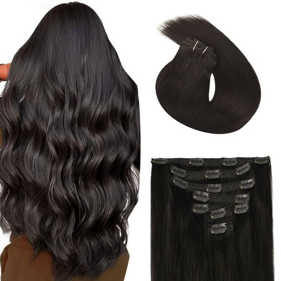 Vlasy Straight Clip In Hair Extensions 16inches Real Human Hair 7Pcs Clip In Dark Brown Human Hair Extensions
