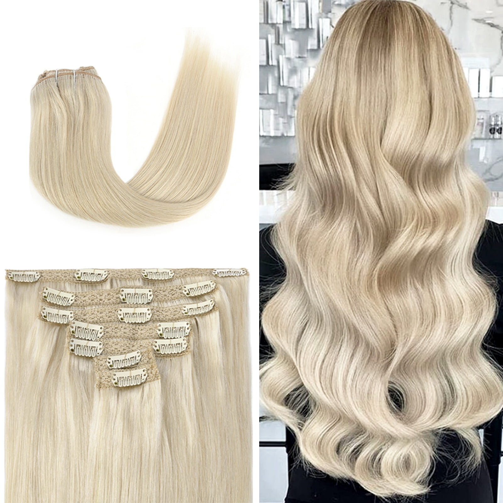 Vlasy Straight Clip In  Hair Extensions 16inches Real Human Hair 7Pcs Clip In Grer4# Human Hair Extensions