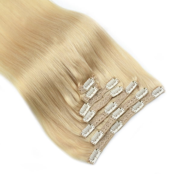 Vlasy Straight Clip In Hair Extensions 16inches Real Human Hair 7Pcs Clip In Light Blonde Human Hair Extensions