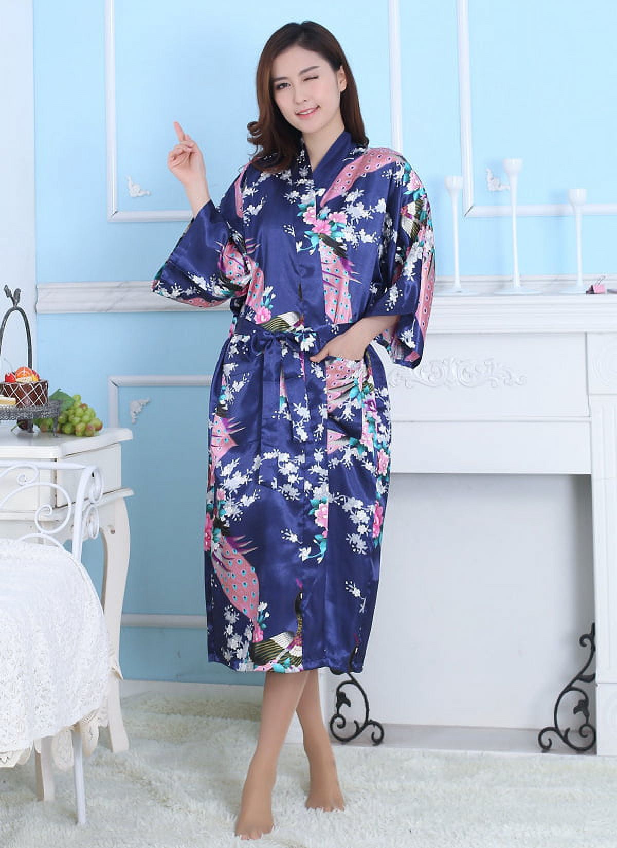 Ladies Dressing Gown Pyjama Silk Night Gown Women Feather Soft Satin ...