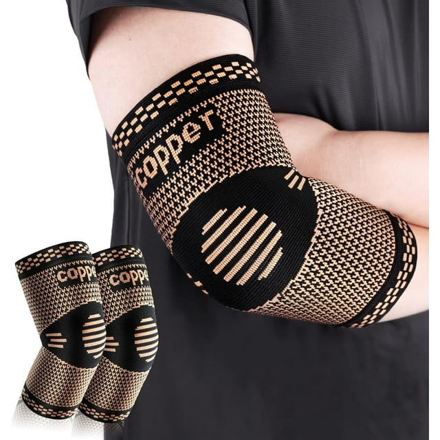 Vlela Copper Tennis Elbow Braces Tendonitis Elbow Sleeves Elbow Supports Elbow Compression Sleeves 1 Pair-XL
