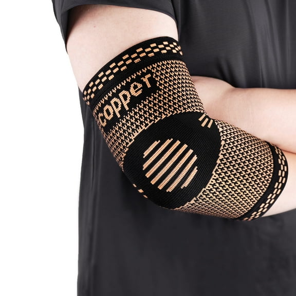 Vlela Copper Elbow Braces Compression Sleeves for Tennis Elbow Women Men Golf Elbow Sleeves-M