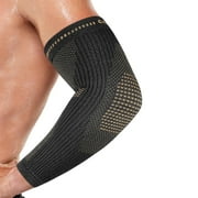 Vlela Copper Elbow Compression Arm Sleeve - Tennis & Golfers Elbow Support Brace, Extends to Forearm for Tendonitis, Bursitis, Arthritis, Wider Fit Hugs Joint, Arm Swelling & Pain Relief (Single)-L