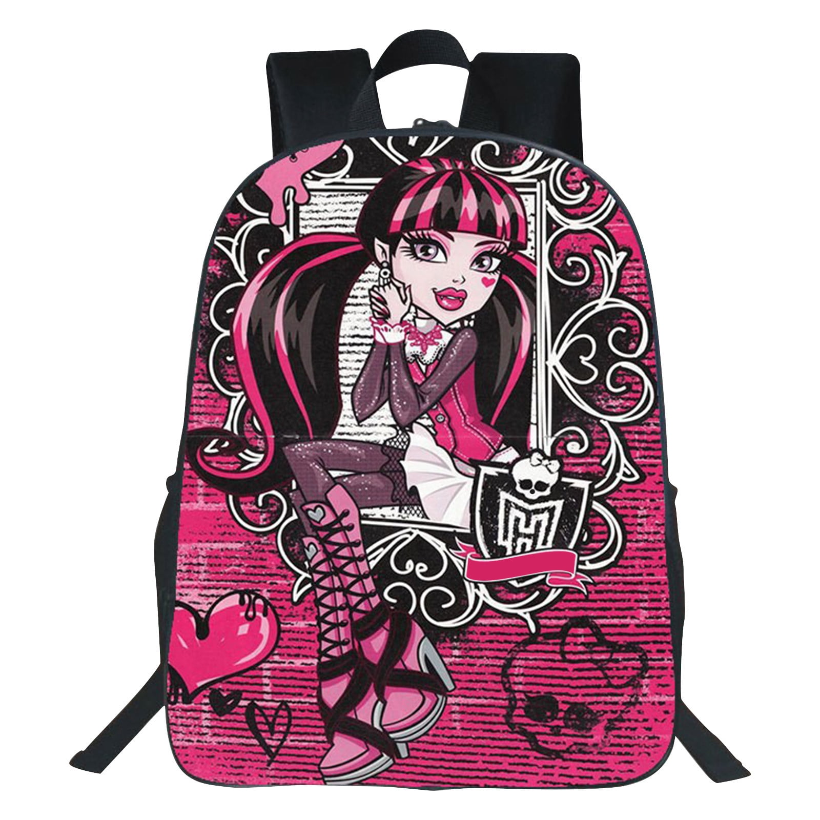 15.7" Monster High Anime Cartoon Backpack Student Shoulder Mochilas Escolares Large Capacity School Backpacks Travel School Supplies Schoolbag Back to School Birthday Gifts for Students