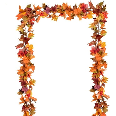 Vlemua 2 Pack Fall Garland Maple Leaf Clearance, 5.9Ft/Piece Hanging Vine Garland Artificial Autumn Foliage Garland Thanksgiving Decor for Home Wedding Fireplace Party Christmas
