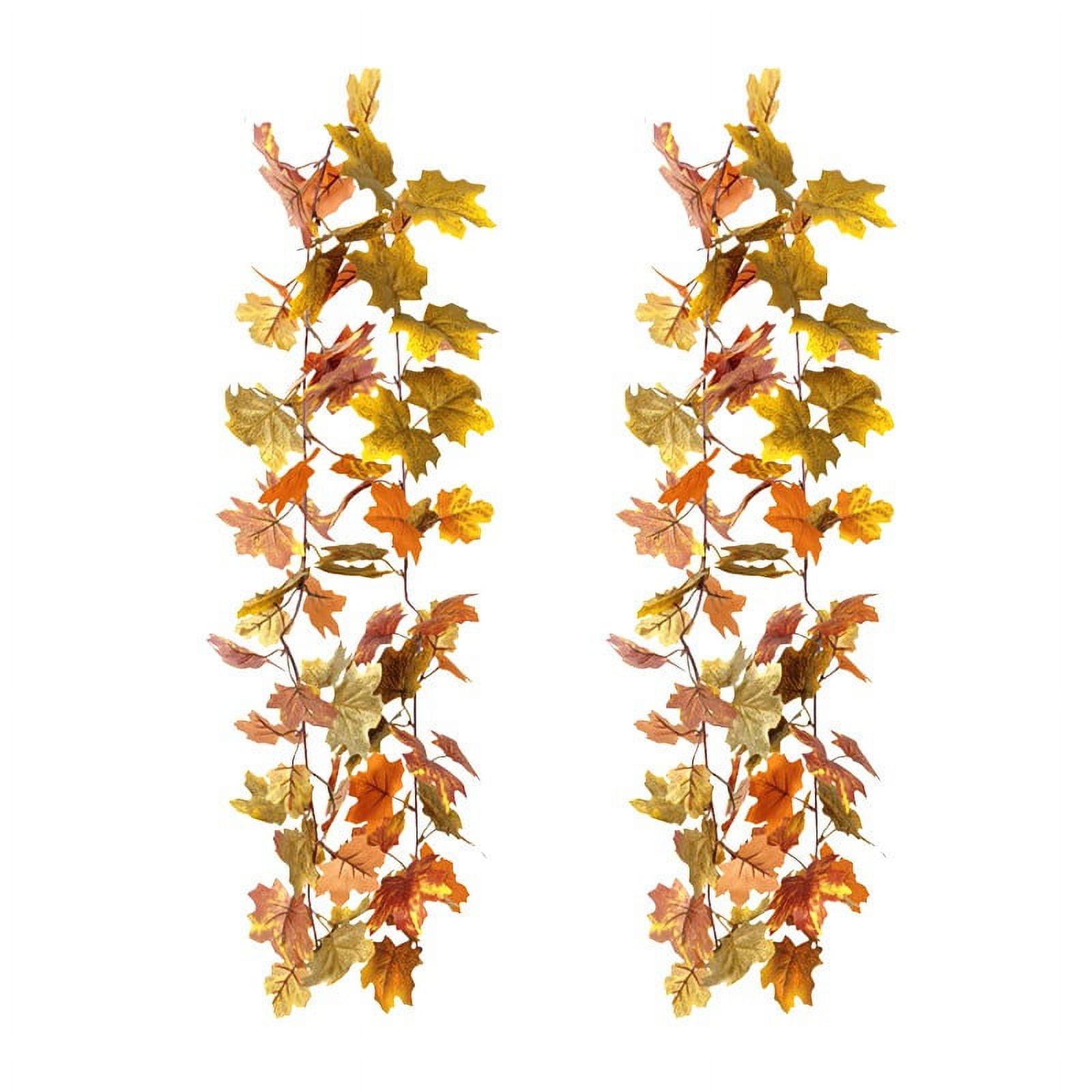 Vlemua 2 Packs Fall Leaves Garland, 5.9ft/Piece Artificial Fall Foliage Garland Fall Maple Leaves Garland Hanging Maple Leaves Vine Thanksgiving Garland for Farmhouse Fireplace Home Door Decor