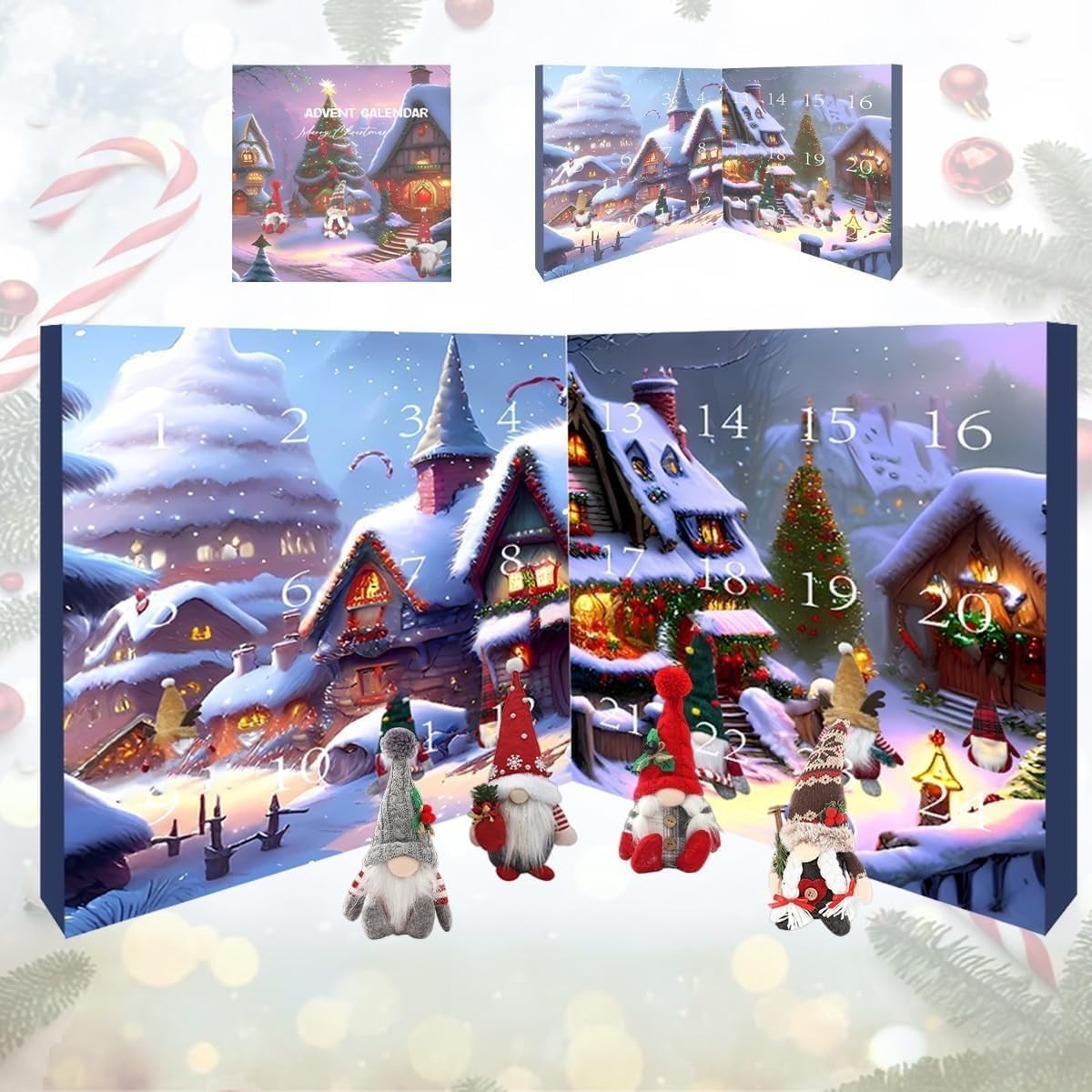 Vlemua 2024 Christmas Gnome Advent Calendar, 24 Day Christmas Advent