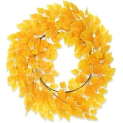 Vlemua Artificial Birch Leaves Vine 2Pcs 10.5Ft Fake Hanging Plant Fall Garland Silk Birch Leaves Ivy for Indoor Outdoor Wedding Jungle Birthday Autumn Wreath Thanksgiving Party Decor（Yellow）