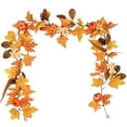 thumbnail image 1 of Vlemua Pumpkin Fall Garland Maple Leaves, 6ft Hanging Vine Maple Garland Artificial Autumn Foliage Garland Thanksgiving Decor for Home Wedding Fireplace Party Christmas (Yellow&Brown), 1 of 14