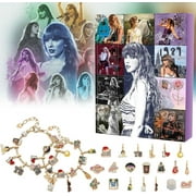 Vlemua ​Taylors Music Lover Christmas Advent Calendar Bracelets 2024 for Girls 24 Days Xmas Countdown Calendar DIY Jewelry Making Kit Gift 22 Charm Beads 2 Bracelets for Kids Teens Women (B)