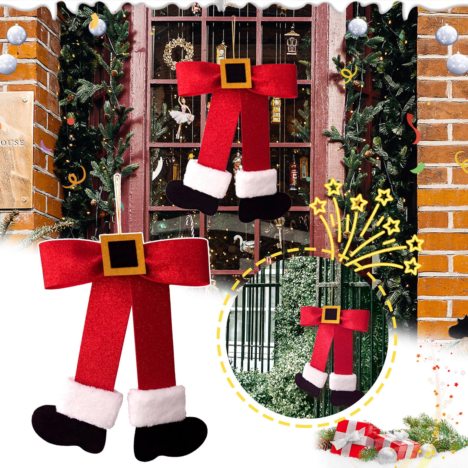 Vlemua Xmas Decorations Clearance Santa Claus Bow Christmas Decoration