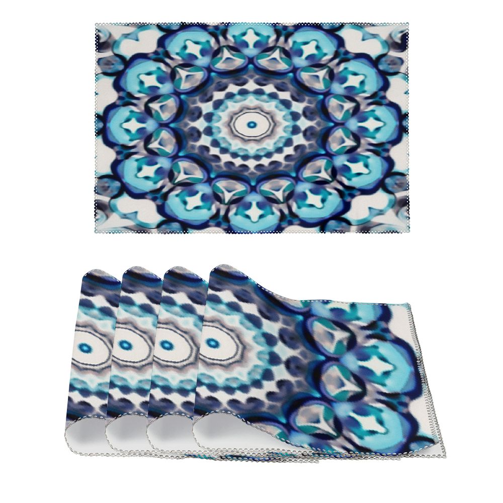 Vllo0ord Art Indian Flower Mandala Placemats Set of 4, Heat Resistant