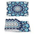 Vllo0ord Art Indian Flower Mandala Placemats Set of 4, Heat Resistant