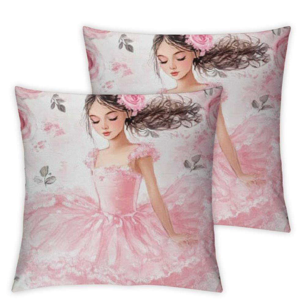 Vllo0ord Dancing Girl Cushion Case for Girls Pretty Girl Decorative