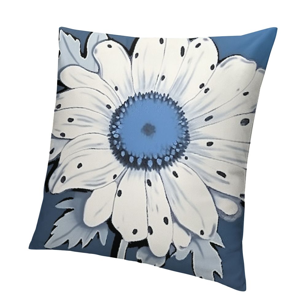 Vllo0ord Grey and Blue Throw Pillow Covers Daisy Flowers Cushion Covers