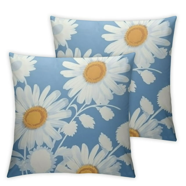 Vllo0ord Spring Daisy Flower Pillow Covers Summer Blue Floral Throw