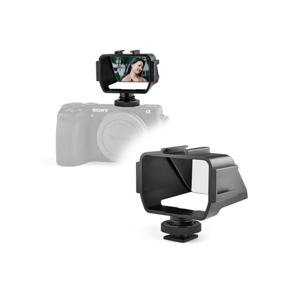 Vlog Selfie Flip Screen for Mirrorless Camera, Reverse Mirror with 3 ColdShoe Mounts for Sony A7III A7II A6000/A6300/A6500 Fujifilm XT20 xt30 XT2 XT3 Canon Panasonic Nikon Cameras