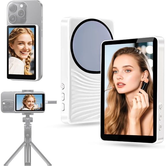 Vlog Selfie Monitor Screen for iPhone/Android, 4K with Magnetic Mount & 36ft Bluetooth Remote, 1800mAh Battery, for Vlogging, TikTok Live, YouTube Streaming