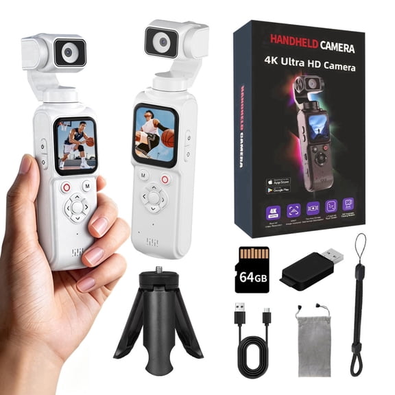 4K 120FPS Gimbal Stabilized Action Camera, Pocket Vlog Camera with Face Tracking