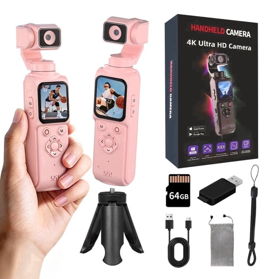 4K 120FPS Three-Axis Gimbal Stabilized Action Camera, Pocket Handheld Vlog Camera, Fast Autofocus Face & Object Tracking