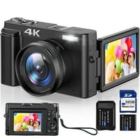 ACTITOP Vlogging Camera 4K Digital Camera for Youtube Autofocus with 32GB SD Card, 180 deg. Flip Screen 16X Digital Zoom