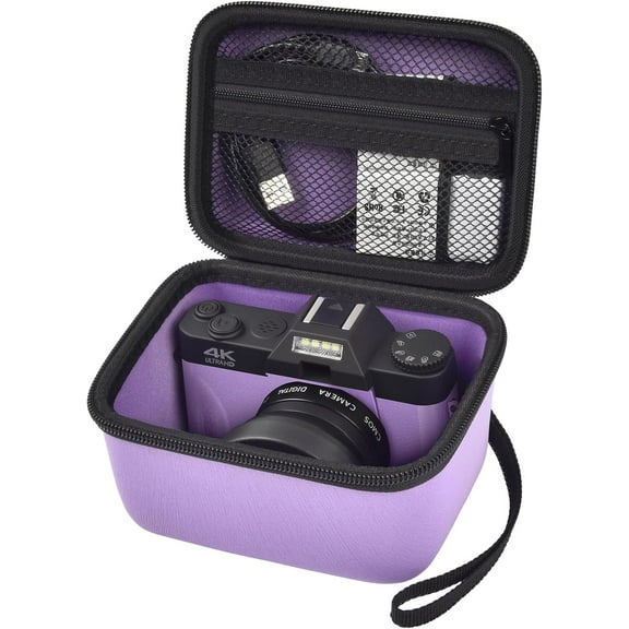 Vlogging Camera Case for TEBNGIHNM 4K Digital Cameras, Vlog Camera Carrying Storage for Lens and Other Accessories - Purple (Box Only)
