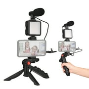 Vlogging Kit for Phone with Tripod, LED Light, YouTube Starter kit with Mini Microphone for Live Stream, Video Calls, Vlogging, Instagram
