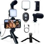 Vlogging Kit for iPhone, Android with Tripod, 36 LED Light, Vlogging Starter kit with Mini Microphone for Live Stream, Video Calls, Vlogging