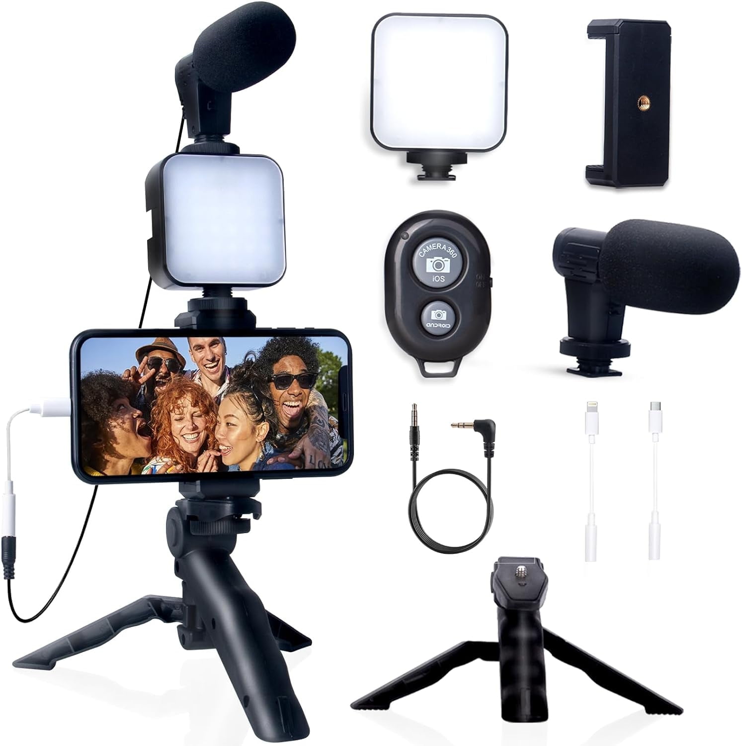 Vlogging Kit for iPhone, Android with Tripod, 36 LED Light Vlogging Kit for iPhone, Android with Tripod, 36 LED Light