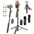thumbnail image 1 of Content Creator Essentials Kit for iPhone/Android, 71" Adjustable Phone Tripod with Light, Wireless Remote & Microphone, 1 of 9