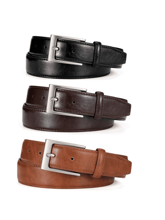 3pcs Men's Leather Belt Classic Jeans Belt for Work Business Casual
