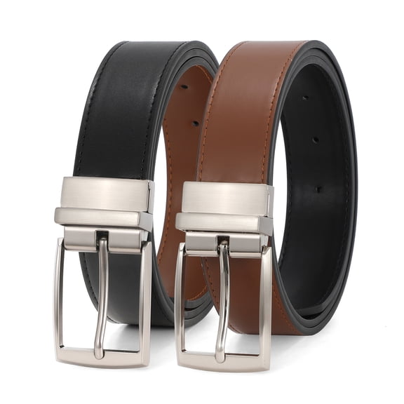 Vlokii Mens Reversible Leather Belt Dress Casual Belts for Men One Belt Reverse For 2 Sides
