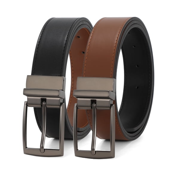 Vlokii Mens Reversible Leather Belt Dress Casual Belts for Men One Belt Reverse For 2 Sides