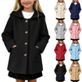 thumbnail image 1 of Vmberlty Children Winter Coats 5-15 Years Old Kids Solid Color Hooded Wool Blend Coats Single Breasted Long Sleeve Mid-Length Windproof Trench Coats with Pockets Autumn Winter Casual Outerwear, 1 of 9