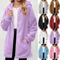 thumbnail image 1 of Vmberlty Children Winter Hoodies Kids Solid Color Double Sided Fleece Zipper Jacket Long Sleeve Hooded Mid-Length Coats Casual Loose Warm Winter Outerwear for Girls, 1 of 8