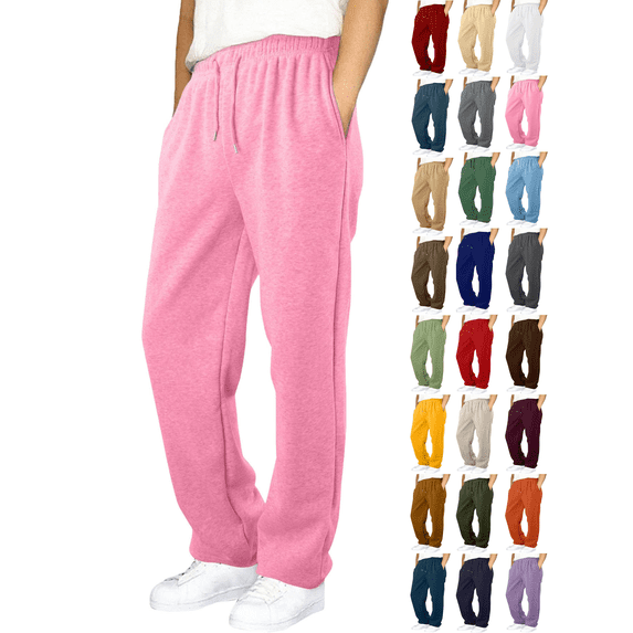 Vmberlty Fleece Lined Boys Sweatpants Solid Color Elastic Waist Casual Trousers for Boy 6‑15 Years Warm Thick Athletic Pants with Side Pockets
