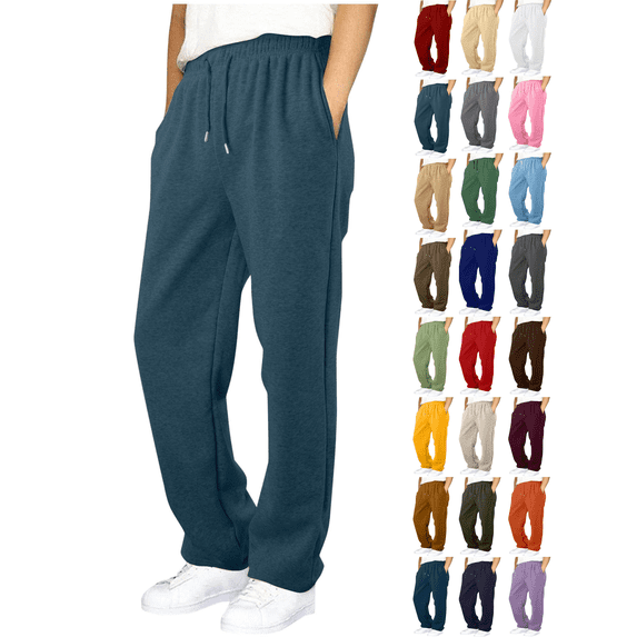 Vmberlty Fleece Lined Boys Sweatpants Solid Color Elastic Waist Casual Trousers for Boy 6‑15 Years Warm Thick Athletic Pants with Side Pockets