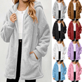 thumbnail image 1 of Vmberlty Girls Puff Jackets with Hood Autumn Winter Solid Color Double Fleece Hooded Jackets Loose Casual Mid-Length Zipper Coat Thick Warm Outerwear for Teen Girls, 1 of 8
