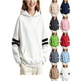 thumbnail image 1 of Vmberlty Hoodies for Girls 2-14 Years Old, Striped Sleeve Pullover Hoodie with Kangaroo Pocket, Loose Drop Shoulder Kids Casual Sport Sweatshirts, 1 of 6