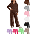 thumbnail image 1 of Vmberlty Kids 2 Piece Tracksuits Girl's Solid Color Fall Winter Outfits Zip Up Hooded Sweatshirts and Cargo Pants Casual Active Sets for 1‑13 Years, 1 of 6