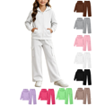thumbnail image 1 of Vmberlty Kids 2 Piece Tracksuits Girl's Solid Color Fall Winter Outfits Zip Up Hooded Sweatshirts and Cargo Pants Casual Active Sets for 1‑13 Years, 1 of 6