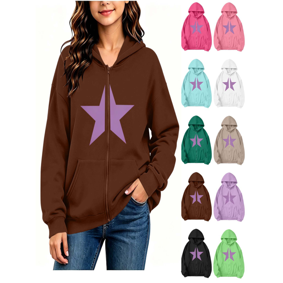 Vmberlty Kids Zip Up Hoodies Girl's Winter Small Print Fleece Lined Long Sleeve Hooded Zipper Sweatshirt Coats for 5-14 Years