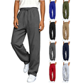 thumbnail image 1 of Vmberlty Men Wide Leg Pants Men's Solid Color Casual Sweatpants Adjustable Drawstring Elastic Waist Pockets Design Casual Fashion Long Trousers, 1 of 6