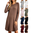 thumbnail image 1 of Vmberlty Sweater Dresses for Women Solid Color Ribbed Knit Long Sleeve Midi Dresses Casual Long Dresses for Party and Home Use, 1 of 8