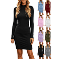 thumbnail image 1 of Vmberlty Women's Bodycon Dresses Soft Solid Color Crew Neck Long Sleeve Slim Fit Casual Fashion Long Dresses for Daily Wear, 1 of 7