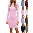 thumbnail image 1 of Vmberlty Women's Bodycon Dresses Soft Solid Color Crew Neck Long Sleeve Slim Fit Casual Fashion Long Dresses for Daily Wear, 1 of 7